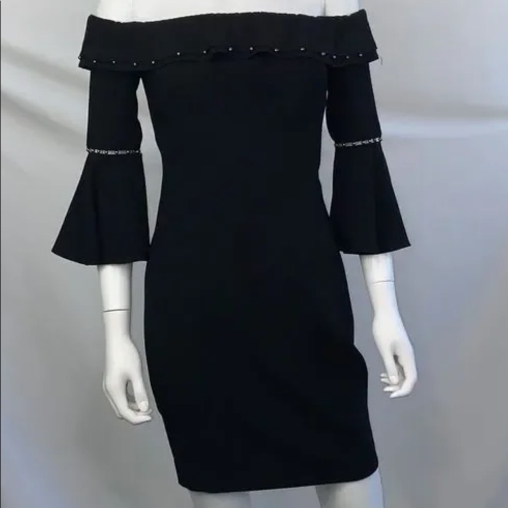 Black Tahari Dress Off the Shoulder NWT Sz 12